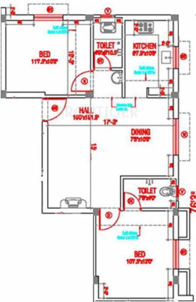 940 sq ft 2 BHK Floor Plan Image - Sai Shrishti Homes Gurusthan ...