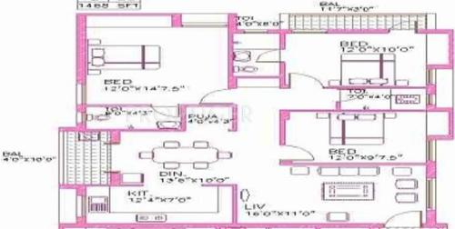 Anjaneyaa Ramapuram (3BHK+3T (1,468 sq ft) 1468 sq ft) Anjaneyaa Ramapuram (3BHK+3T (1,468 sq ft) 1468 sq ft)