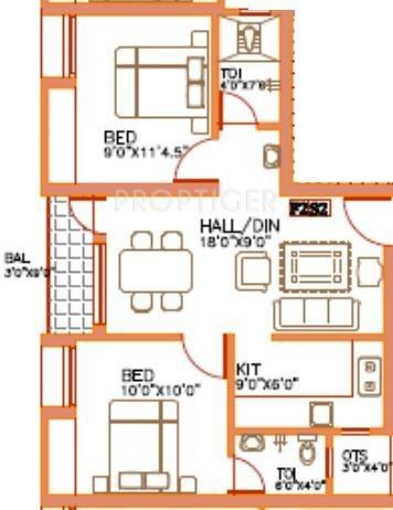 Anjaneyaa Deluxe Apartments Chrompet (2BHK+2T (787 sq ft) 787 sq ft)