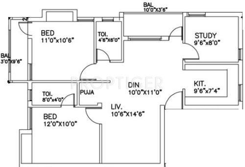 Anjaneyaa Sairam (2BHK+2T (1,168 sq ft) Study Room 1168 sq ft) Anjaneyaa Sairam (2BHK+2T (1,168 sq ft) Study Room 1168 sq ft)