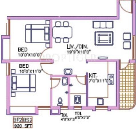 Anjaneyaa Raman (2BHK+2T (920 sq ft) 920 sq ft)