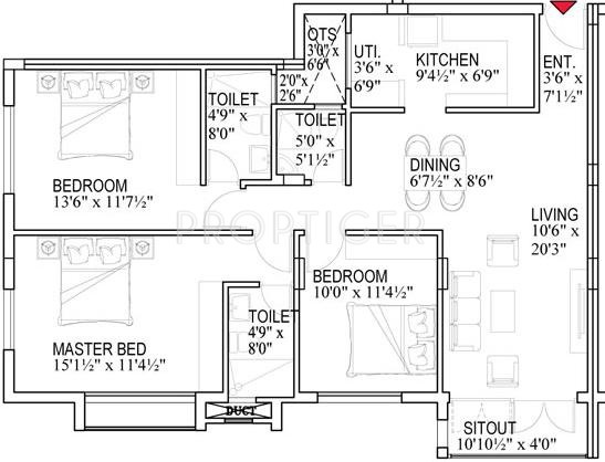 Bhaggyam Gem (3BHK+3T (1,317 sq ft) 1317 sq ft) Bhaggyam Gem (3BHK+3T (1,317 sq ft) 1317 sq ft)