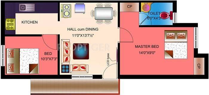 Annai Ananyaa Gardens Phase 2 Apartments (2BHK+1T (496 sq ft) 496 sq ft)
