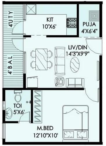 Lily Jasmine (1BHK+1T (670 sq ft) Pooja Room 670 sq ft) Lily Jasmine (1BHK+1T (670 sq ft) Pooja Room 670 sq ft)