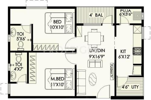 Lily Jasmine (2BHK+2T (900 sq ft) Pooja Room 900 sq ft) Lily Jasmine (2BHK+2T (900 sq ft) Pooja Room 900 sq ft)