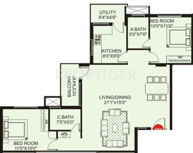 Plama Habitat (2BHK+2T (1,180 sq ft) 1180 sq ft)