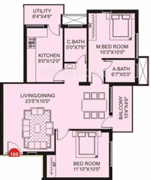 Plama Habitat (2BHK+2T (1,091 sq ft) 1091 sq ft)