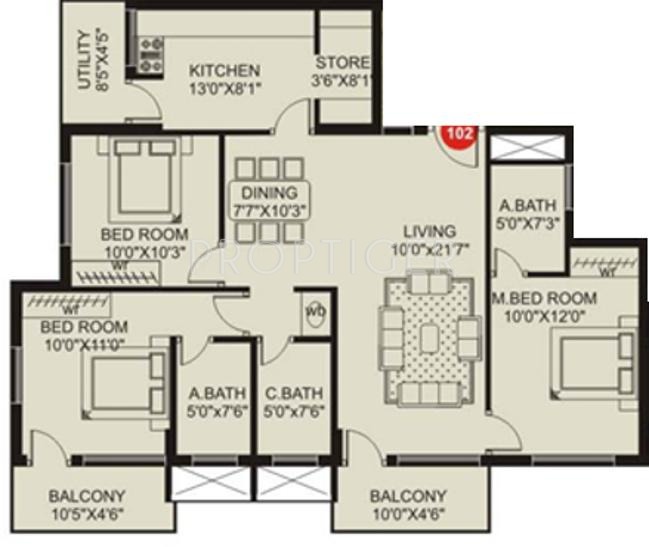 Plama Habitat (3BHK+3T (1,386 sq ft) 1386 sq ft)