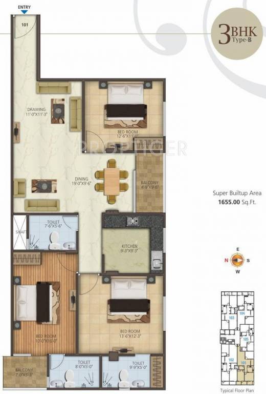 Kotecha Royal Castle (3BHK+3T (1,655 sq ft) 1655 sq ft)