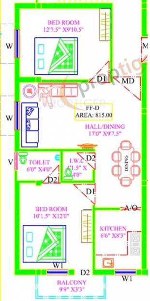 Pro Adav (2BHK+1T (815 sq ft) 815 sq ft)