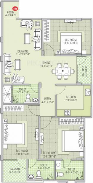 Kotecha Classic Residency (3BHK+3T (1,545 sq ft) 1545 sq ft)