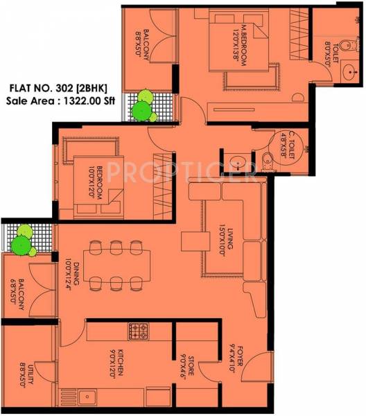 Plama Gardenia (2BHK+2T (1,322 sq ft) 1322 sq ft) Plama Gardenia (2BHK+2T (1,322 sq ft) 1322 sq ft)
