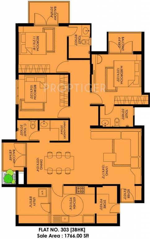 Plama Gardenia (3BHK+3T (1,766 sq ft) 1766 sq ft) Plama Gardenia (3BHK+3T (1,766 sq ft) 1766 sq ft)