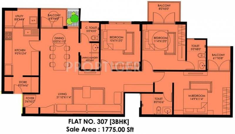 Plama Gardenia (3BHK+3T (1,775 sq ft) 1775 sq ft)