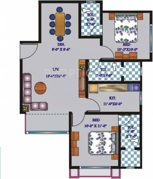Sarah Group Sarah Villa Floor Plan (2BHK+2T)