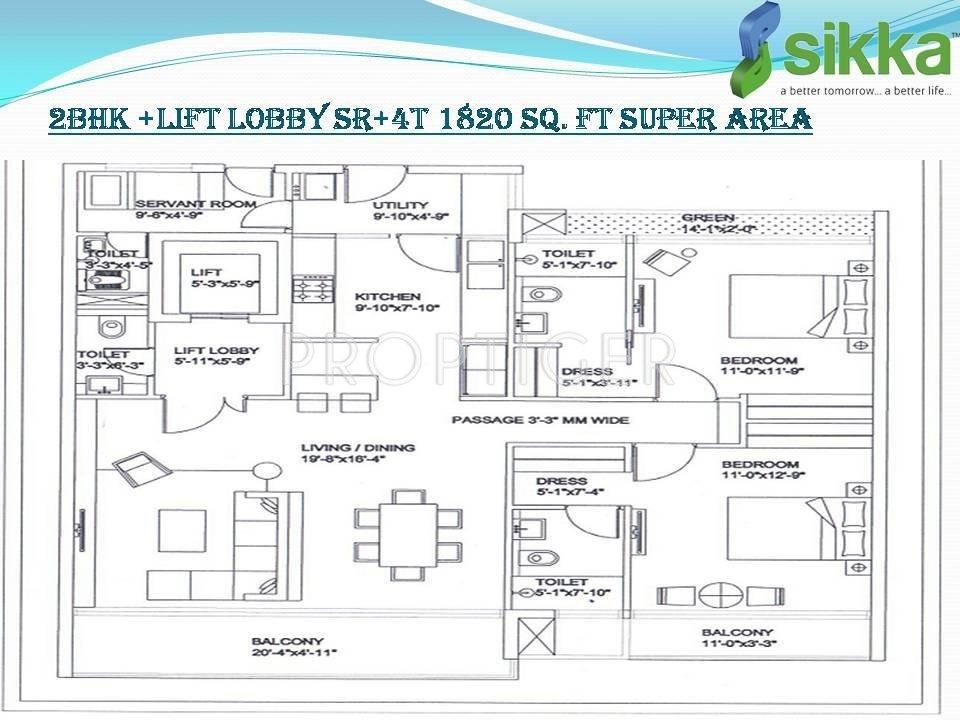 Sikka Kimaya Greens (2BHK+4T (1,820 sq ft) + Servant Room 1820 sq ft) Sikka Kimaya Greens (2BHK+4T (1,820 sq ft) + Servant Room 1820 sq ft)