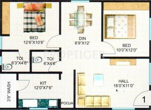 Hari Heights And Sri Nilayam (2BHK+2T (1,050 sq ft) 1050 sq ft)