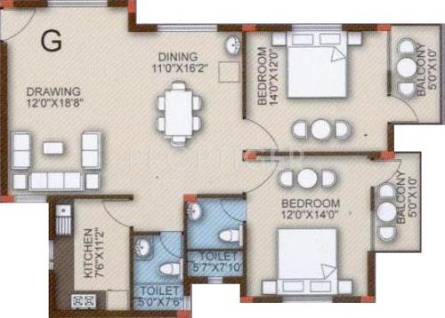  Highland Residency (2BHK+2T (1,420 sq ft) 1420 sq ft)