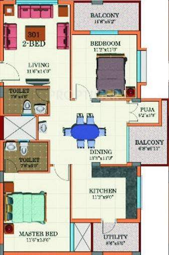 Prakruthi Krishna (2BHK+2T (1,219 sq ft) 1219 sq ft)