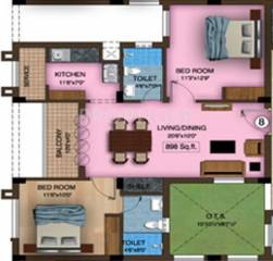 Rajparis Sarovar (2BHK+2T (898 sq ft) 898 sq ft)