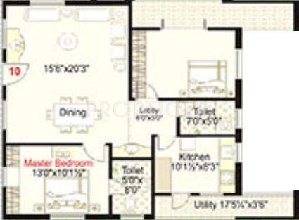 Lahari Fort View (2BHK+2T (1,205 sq ft) 1205 sq ft)