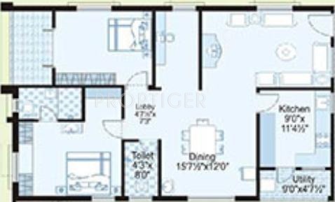 Lahari Fort View (2BHK+2T (1,380 sq ft) Study Room 1380 sq ft)
