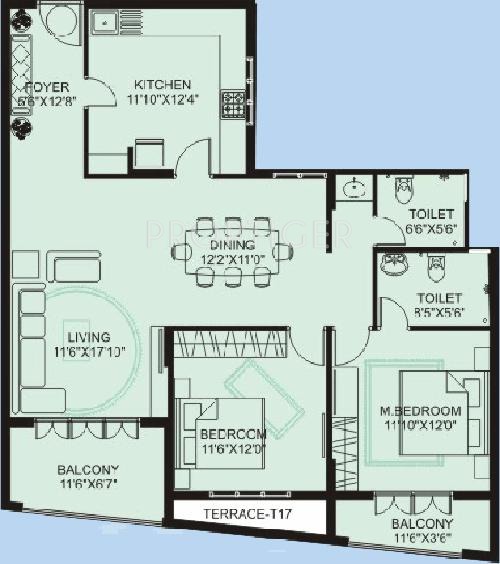 Plama Oceanic (2BHK+2T (1,420 sq ft) 1420 sq ft) Plama Oceanic (2BHK+2T (1,420 sq ft) 1420 sq ft)