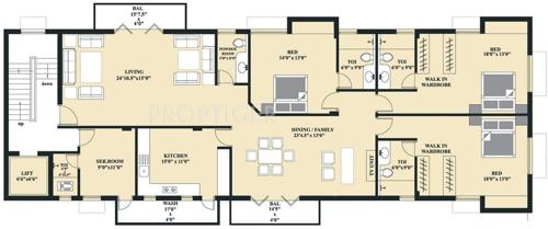 Golden Tiara (3BHK+3T (2,912 sq ft)   Servant Room 2912 sq ft)