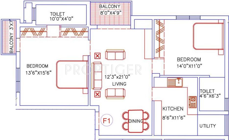 Agni The Pearl (2BHK+2T (1,312 sq ft) 1312 sq ft)