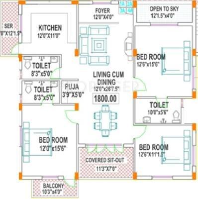 Green Aishwarya (3BHK+3T (1,800 sq ft) Servant Room 1800 sq ft) Green Aishwarya (3BHK+3T (1,800 sq ft) Servant Room 1800 sq ft)