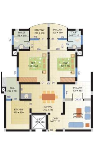 Heera Green Court (2BHK+2T (1,277 sq ft) 1277 sq ft)