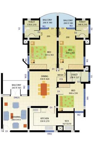 Heera Green Court (3BHK+3T (1,419 sq ft) 1419 sq ft)