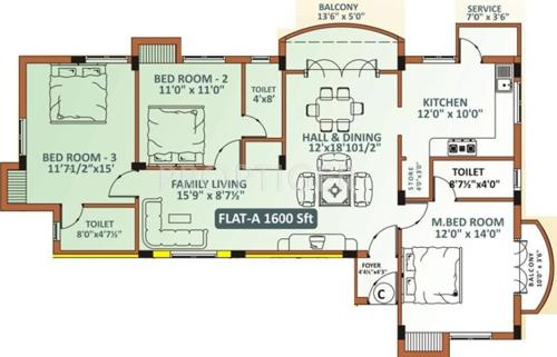 Green Gayathri (3BHK+3T (1,600 sq ft) 1600 sq ft) Green Gayathri (3BHK+3T (1,600 sq ft) 1600 sq ft)