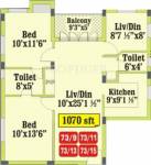 Green Millennium Central (2BHK+2T (1,070 sq ft) 1070 sq ft)