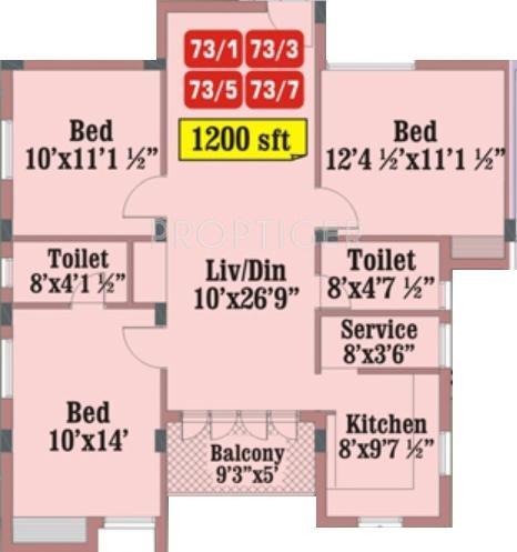 Green Millennium Central (3BHK+2T (1,200 sq ft) 1200 sq ft)