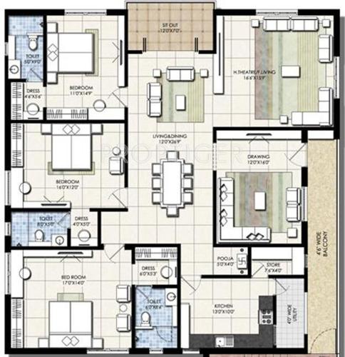 Vamsiram Jyothi Signature (3BHK+3T (2,840 sq ft) 2840 sq ft)