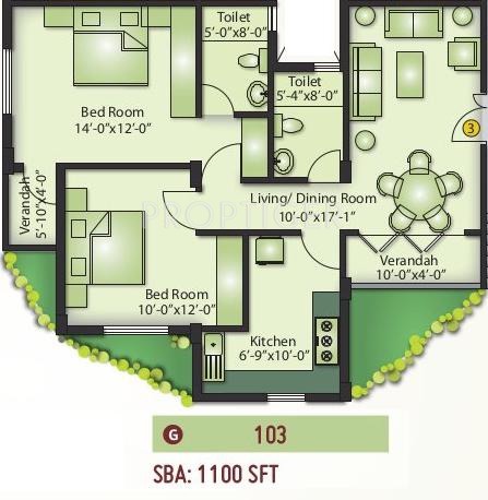 Supratik Elegance (2BHK+2T (1,100 sq ft) 1100 sq ft)