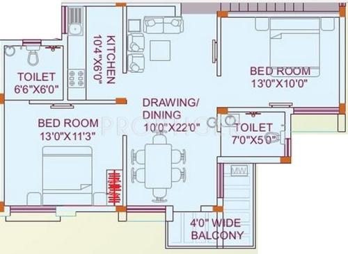 Supratik Exotica (2BHK+2T (1,002 sq ft) 1002 sq ft) Supratik Exotica (2BHK+2T (1,002 sq ft) 1002 sq ft)
