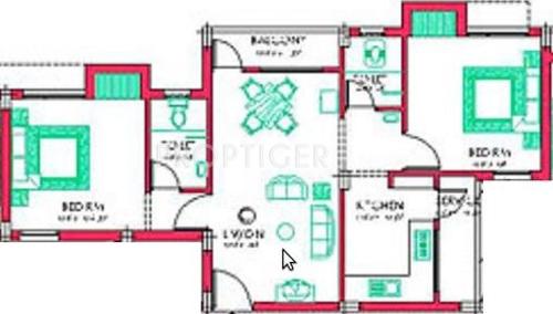  GRN Saraswathi Apartments (2BHK+2T (884 sq ft) 884 sq ft)