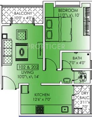 Sonigara Zennia (1BHK+1T (660 sq ft) 660 sq ft)