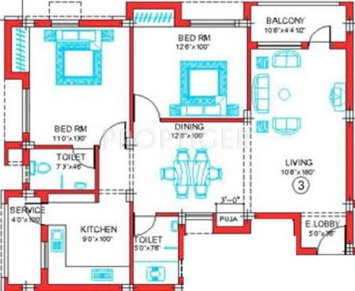  UR Enclave (2BHK+2T (1,135 sq ft)   Pooja Room 1135 sq ft)