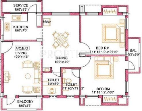  Jothir Akshaya (2BHK+2T (1,042 sq ft) 1042 sq ft)