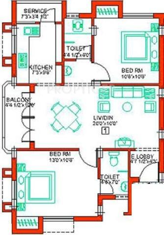  Belvedere Park (2BHK+2T (934 sq ft) 934 sq ft)