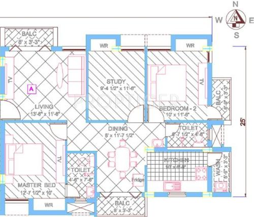  Indraprastha (2BHK+2T (1,209 sq ft)   Study Room 1209 sq ft)
