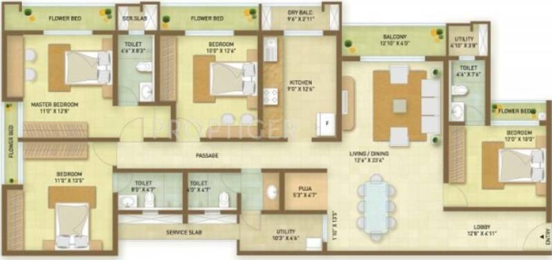 Indiabulls Greens (4BHK+4T (2,495 sq ft) + Pooja Room 2495 sq ft)