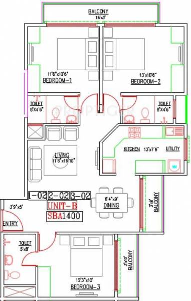 Splendid Trinity Woods (3BHK+3T (1,400 sq ft) 1400 sq ft)