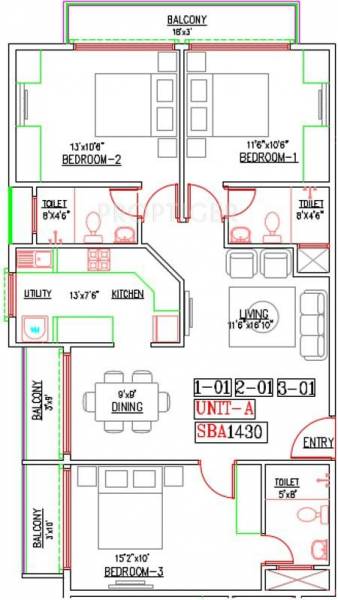 Splendid Trinity Woods (3BHK+3T (1,430 sq ft) 1430 sq ft)