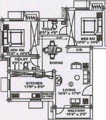 GR Natarajan and Company Vijaya Town Floor Plan (2BHK+2T)