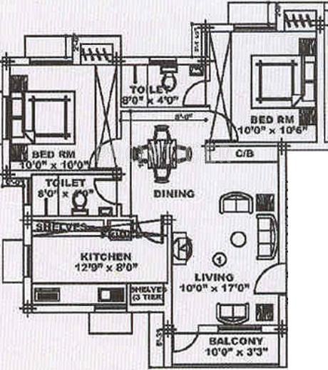 GR Natarajan and Company Vijaya Town Floor Plan (2BHK+2T)