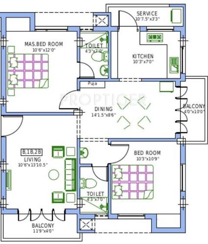  Padmahasta (2BHK+2T (1,090 sq ft) 1090 sq ft)